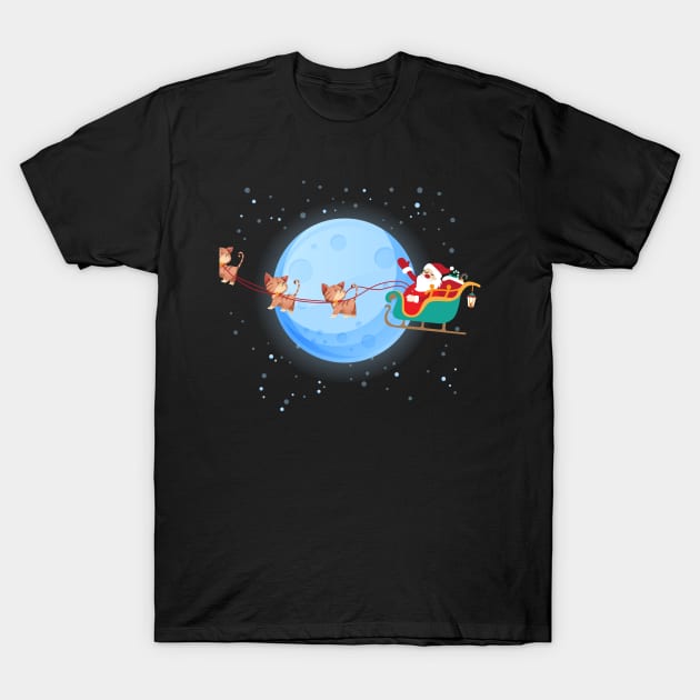 Santa Claus Riding kitten T-Shirt by Skylane